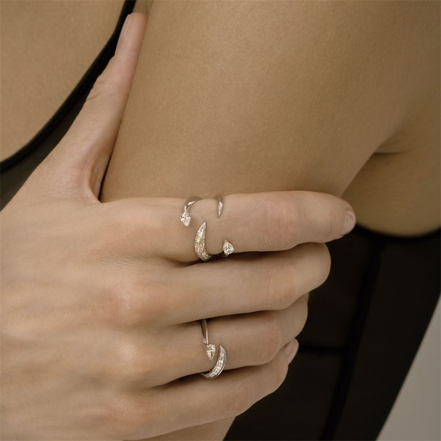 Anello 'Solis' due elementi con goccia e pavè SOLIS | AN2 GC E PVAU18B CT.0,17 + 0,30